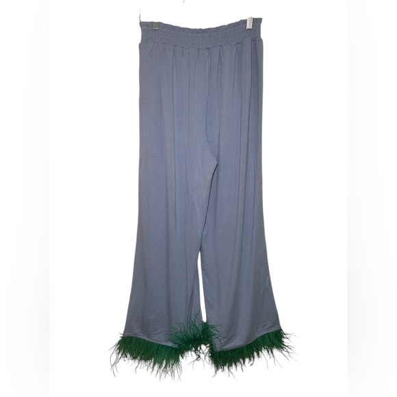 WeWoreWhat Feather Hem Pull-On Pants Blue Green Size M NWT - Picture 1 of 7